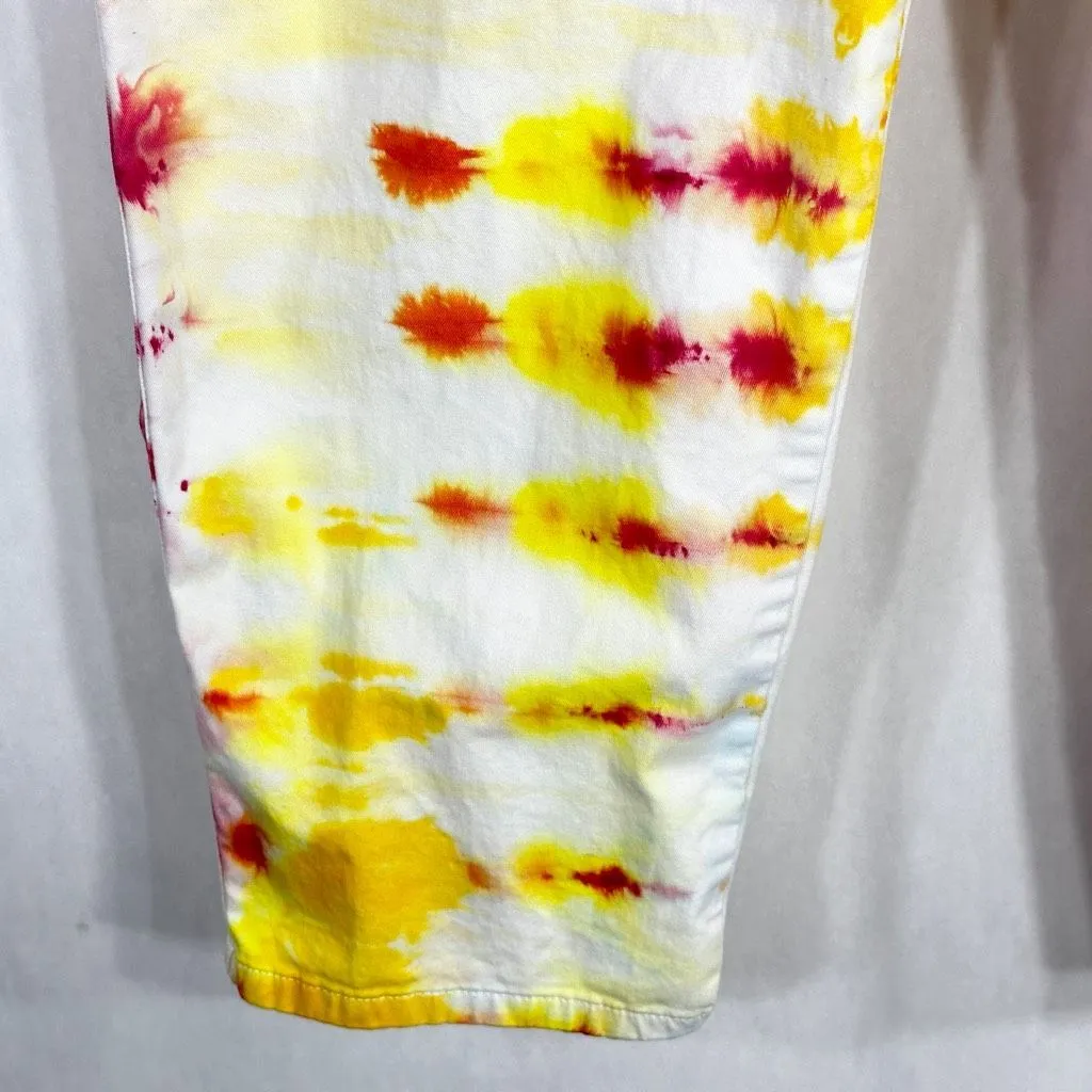 Crown Ivy Plus Size‎ 12 Cropped Pants Sunshine Town Tie Dye Yellow Orange 495 - Image 3