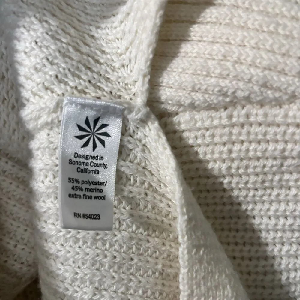 Athleta Sweater Womens Small Ivory Cable Knit Merino Wool Blend Pullover - Image 8