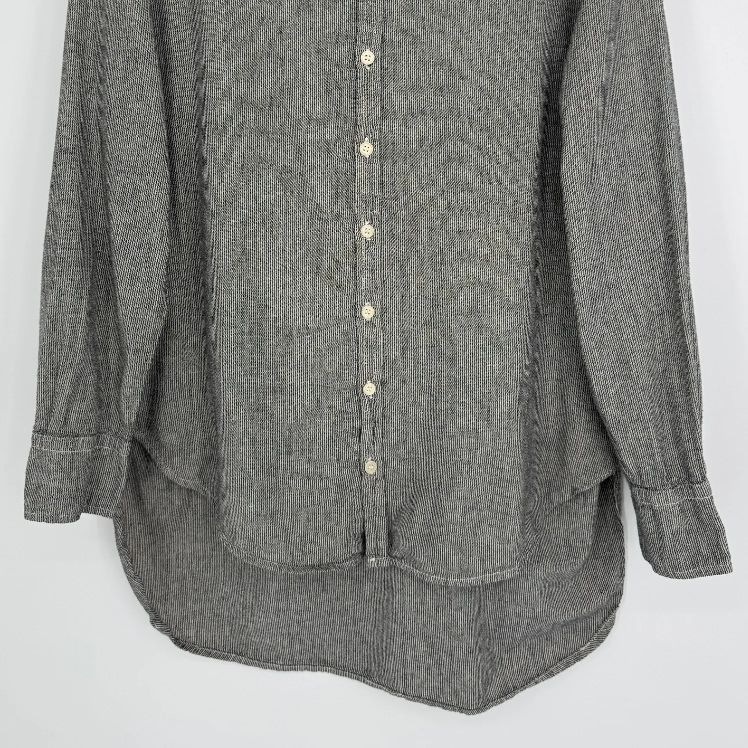 CP Shades Button Front Tunic Shirt Size Medium Gray Stripe 100% Cotton Casual - Image 4