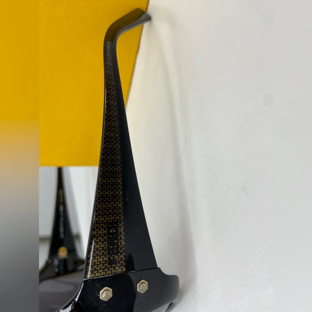 Vintage Fendi Oversized Black Sunglasses with Fendi Case and Fendi Yellow Box - Image 2