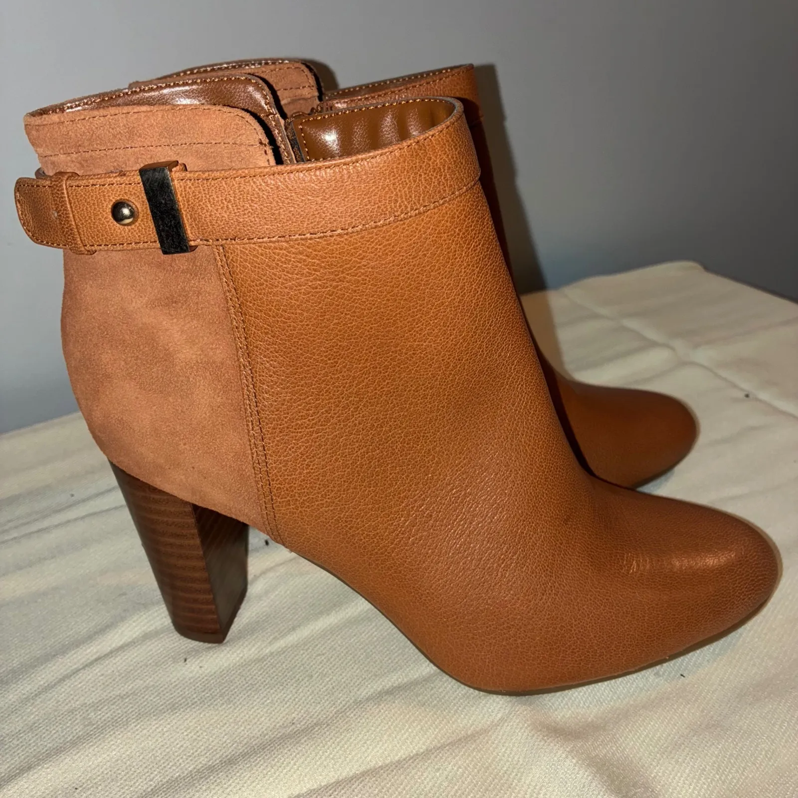 NEW Alfani StepNFlex Womens‎ 6.5M Donelle Brown Leather Suede Ankle Boots Casual Size 6.5 - Image 4