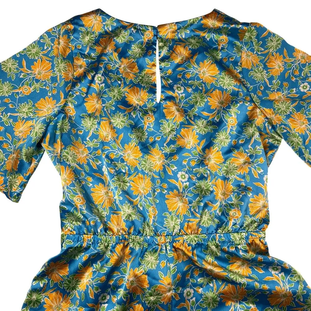 Anthropologie Skies Are Blue Aquatic Floral Tropical Surplice Romper Size M - Image 11