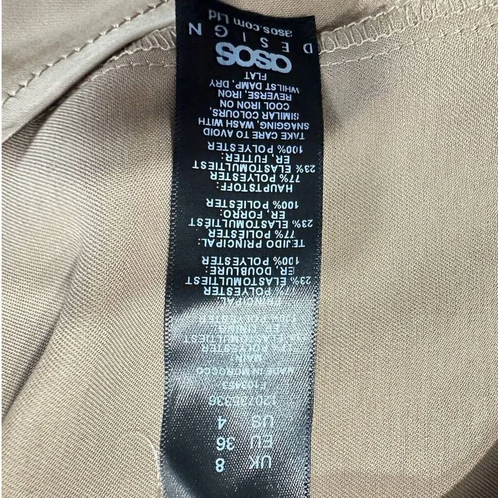 ASOS DESIGN Mini Dress Women's 4 Gold Satin High Neck Seamed Lace-Up NWT - Image 8