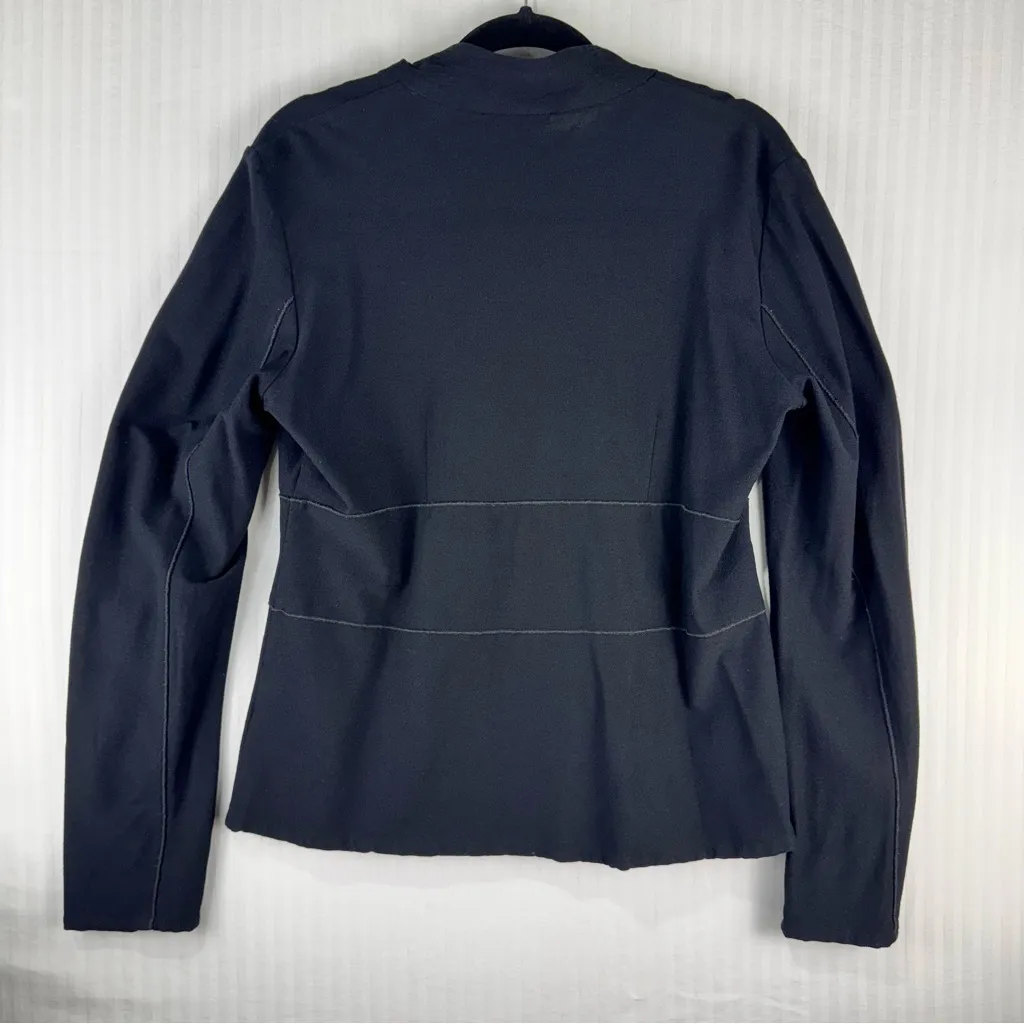 Eileen Fisher Black Viscose Nylon Knit Blazer Jacket Cardigan Women's Size Small - Image 2