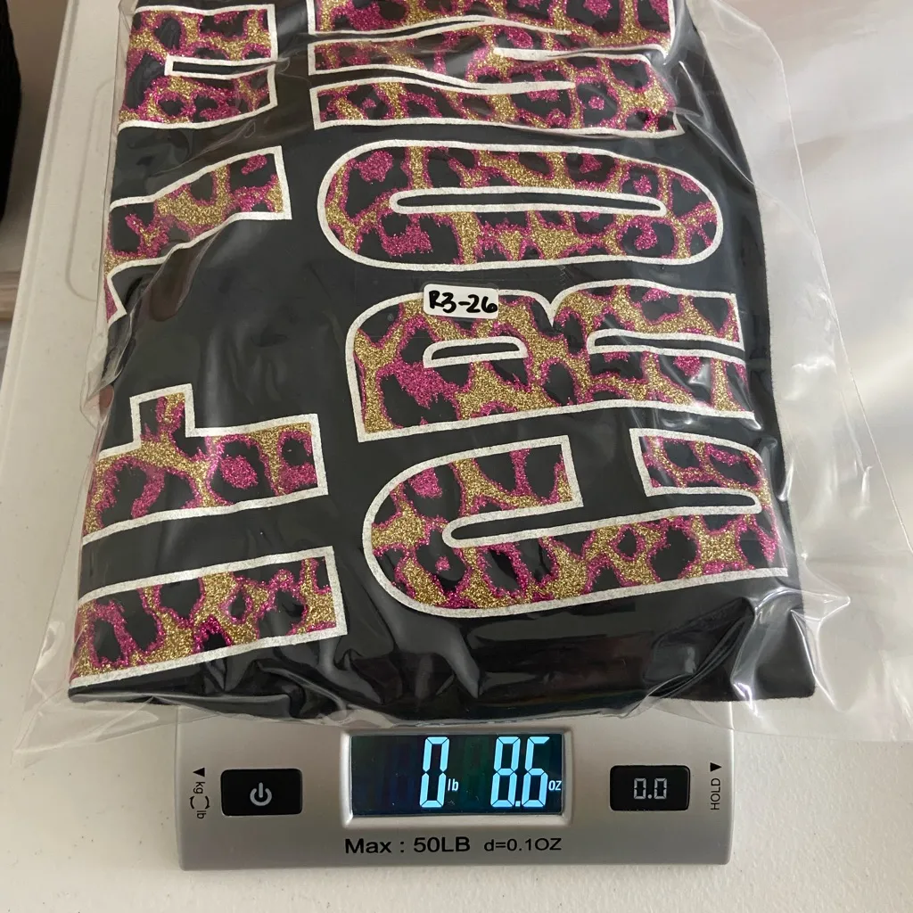 NWOT Juicy Couture women’s pink gold glitter decal leopard black crewneck top‎ L - Image 7