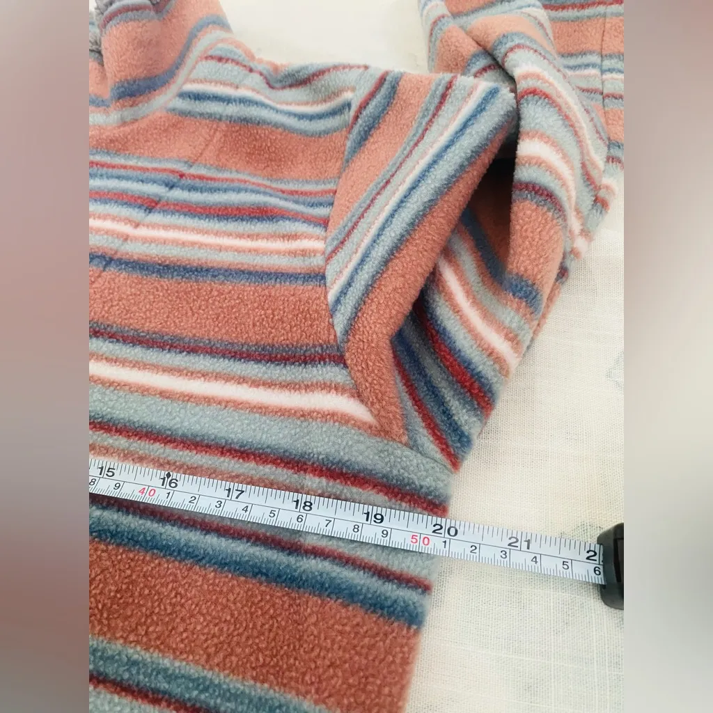 North River Outfitters Women's 1/4 Zip Sweater Striped Sherpa Hem Lined Medium Pink - Image 4