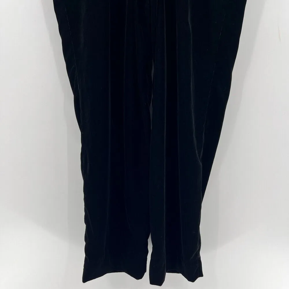 Banana Republic Black Strappy Velvet Jumpsuit V-Neck Straight Leg Women's Size 4 - Image 8