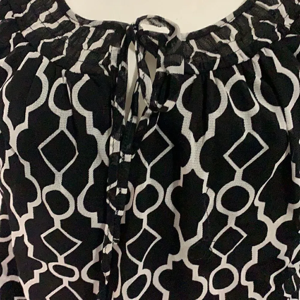 INC Black White Geometric Design Blouse - Image 2