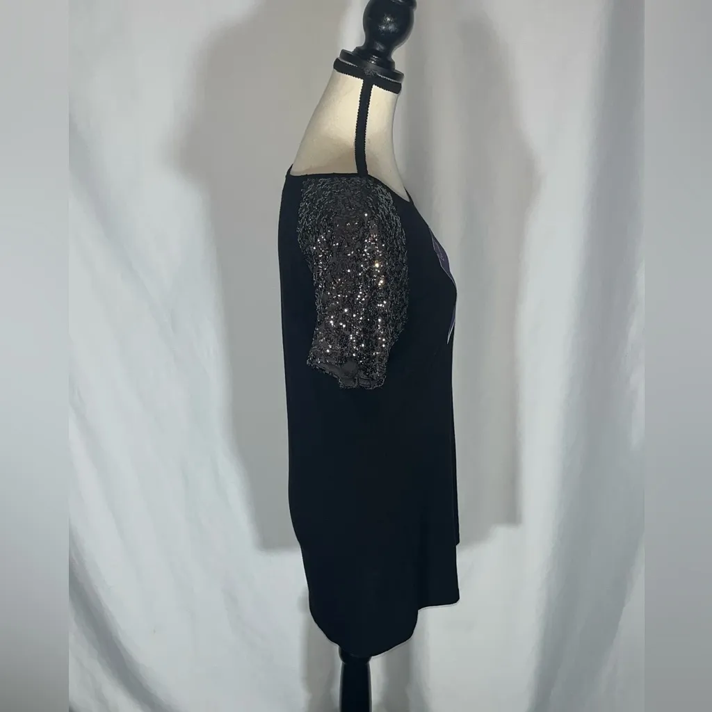 Gameday Couture Short Raglan Sleeves Silver Sequins Kansas State Wildcats Shirt Purple Size L - Image 5