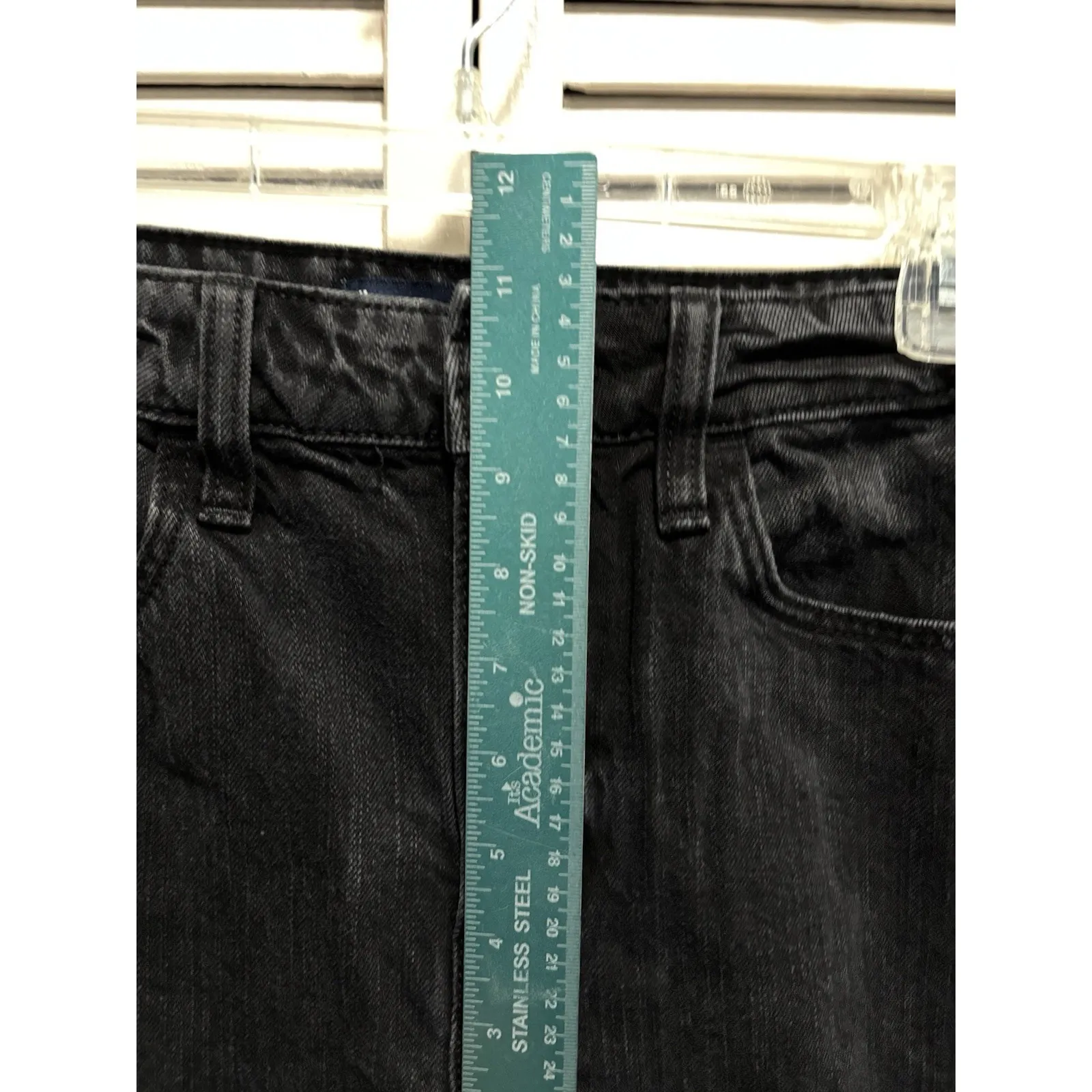 Hollister Barrel Black Denim Jeans Logo Zip Size 25x27 Mid Rise 10.5" Trending - Image 2