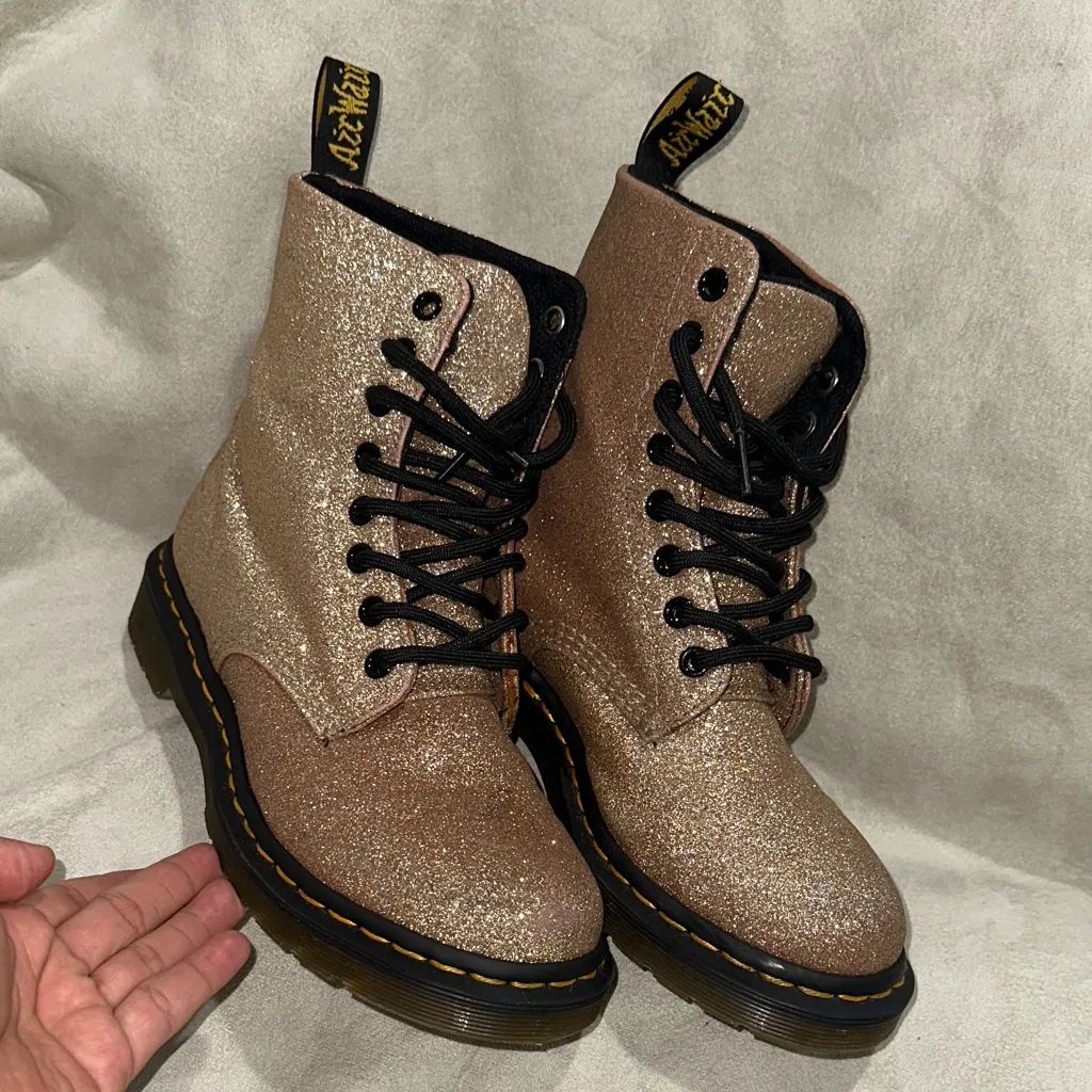 Dr. Martens  1460 Pascal Glitter Gold Combat Boots Us7 - Image 12