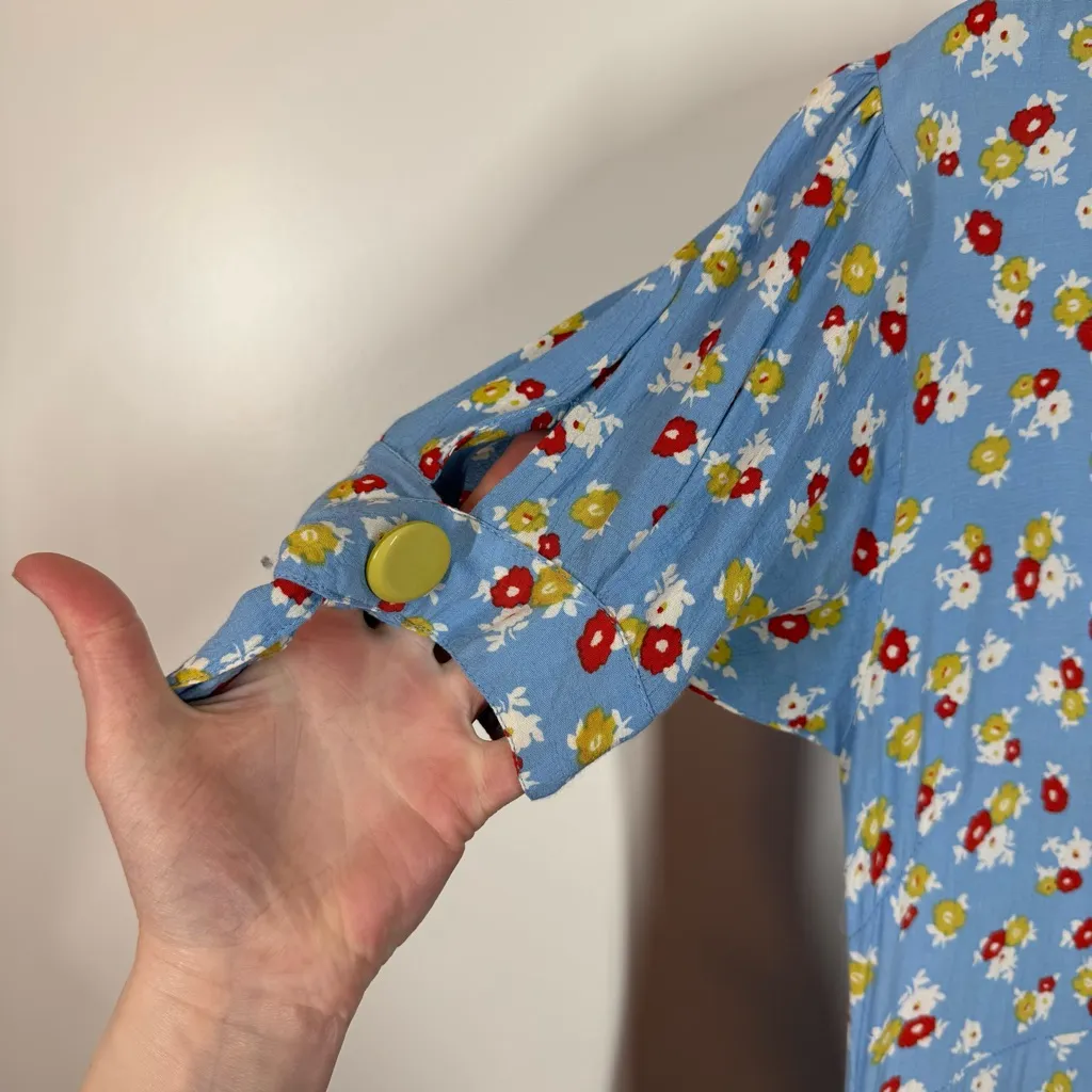 Anthropologie Faithfull The Brand Erin Floral Ruffle Hem Midi Dress Size 4 boho - Image 5