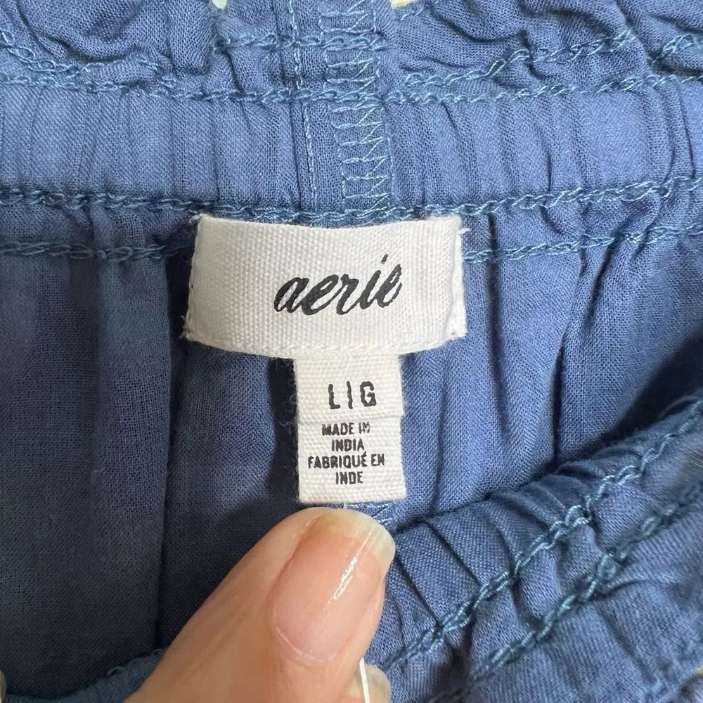 Aerie Floral Side Tie Blue Yellow White Mini Skirt Size Large - Image 4