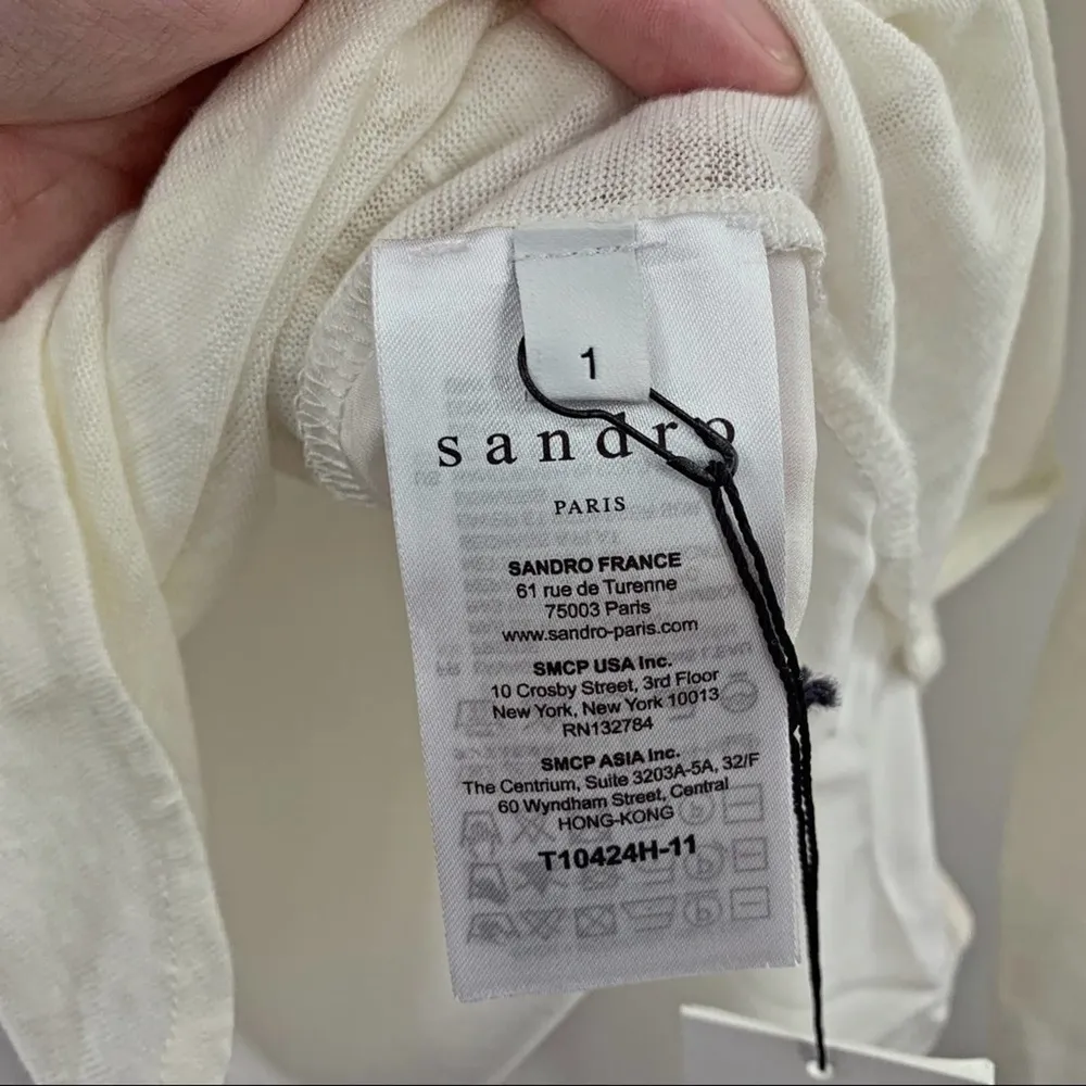 Sandro Paris white silk linen tie back small new - Image 3