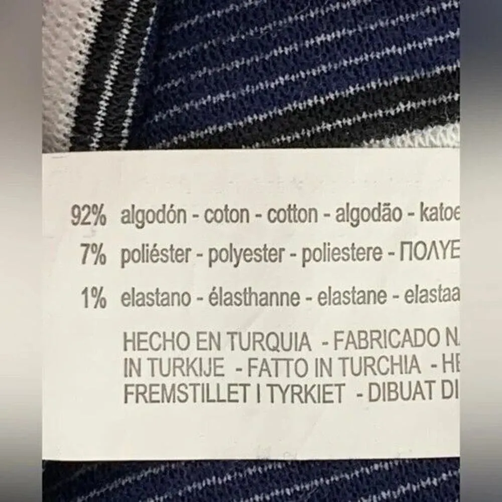 Zara Stripe Ribbed Knit Cotton Stretch Pencil Slit Skirt Elastic Waist S Black - Image 9