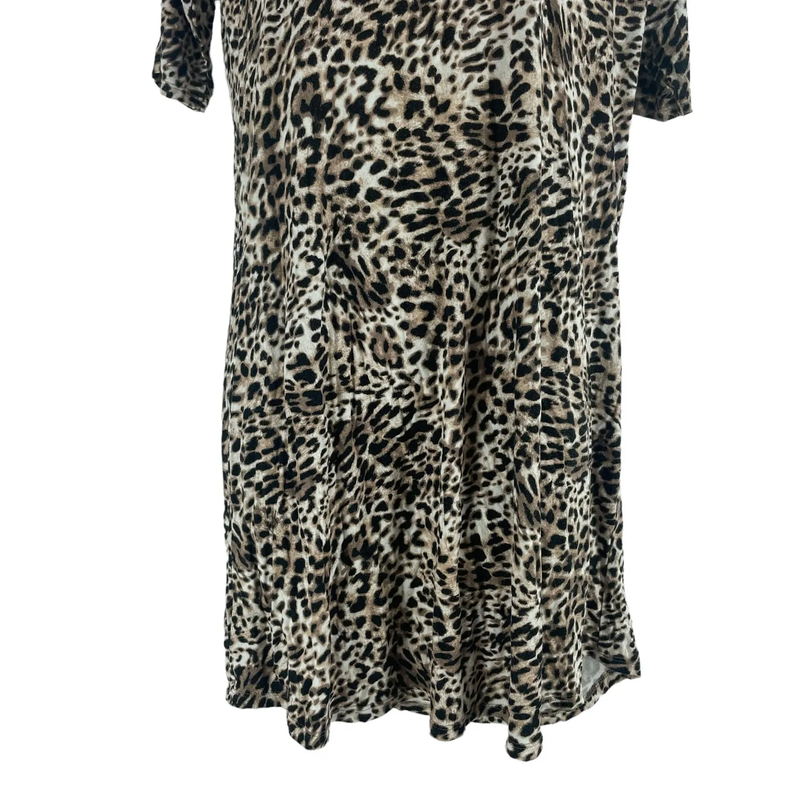 Soma Short Sleeve Animal Printed Soft Jersey Mini Dress Brown Black Size S - Image 4