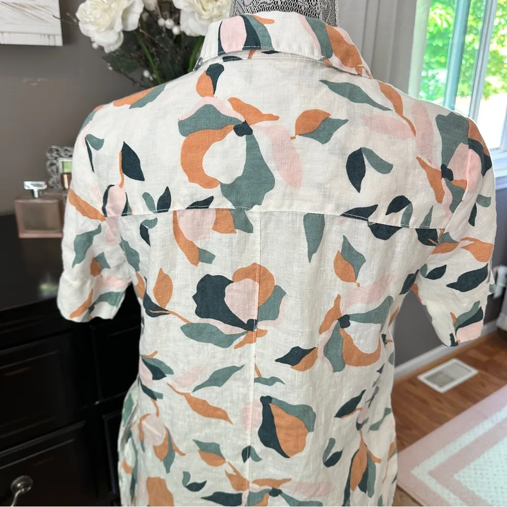 Rachel Zoe 100% Linen Shirt Dress – Abstract Floral XS - Image 8