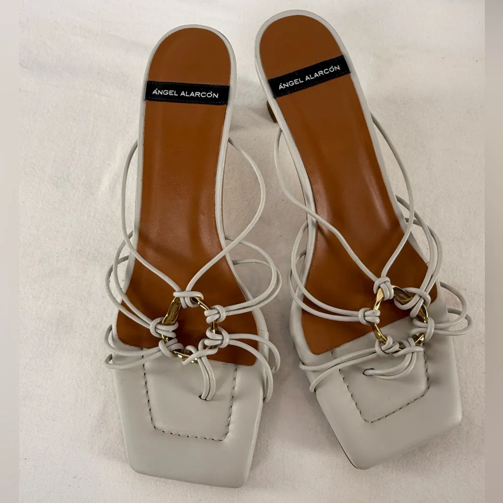 Angel‎ Alarcon Square Toe Strappy Kitten Heel Sandals in Light Blue Size 9 - Image 3