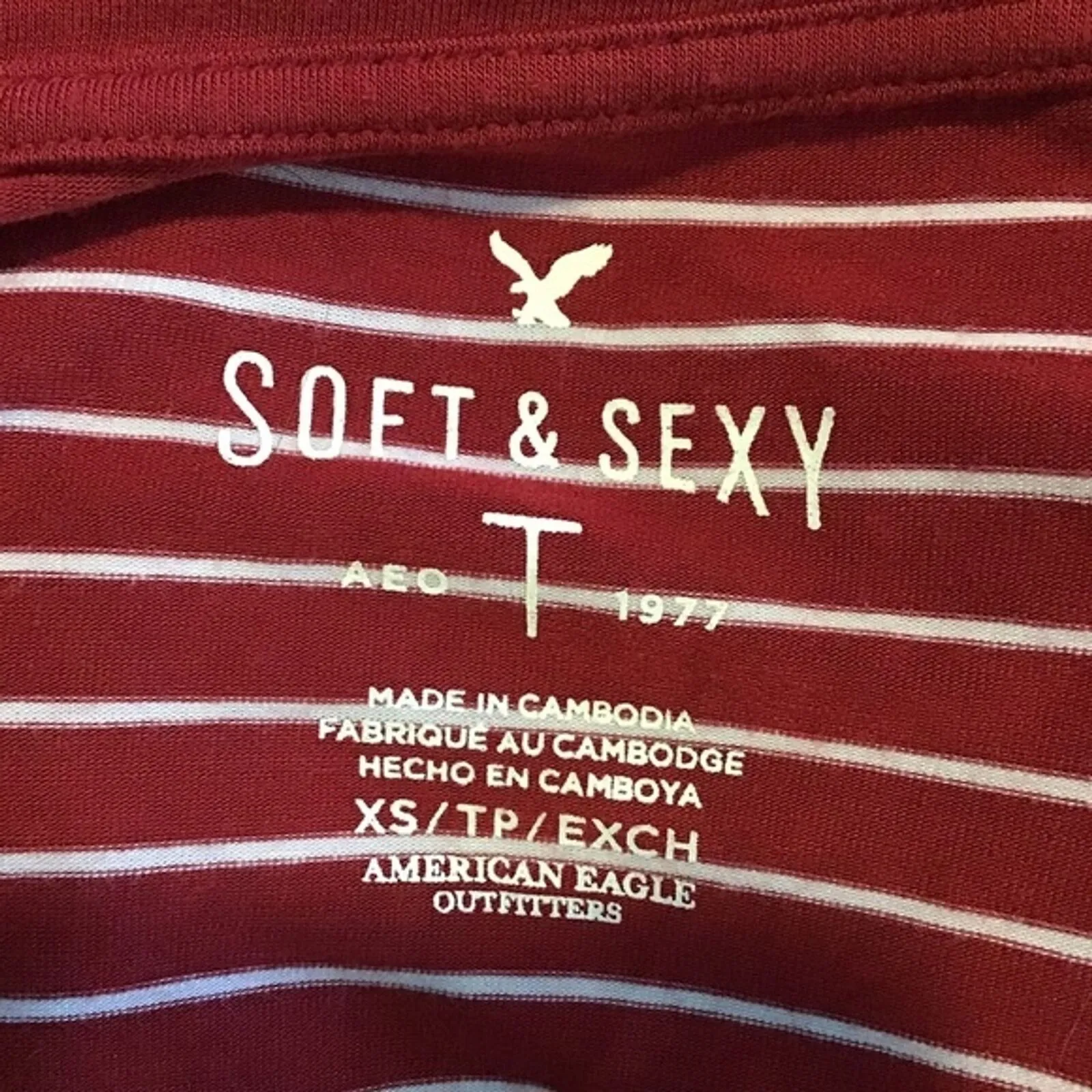 American Eagle Shirt Womens XS Red White Striped Soft & Sexy‎ Tee Basic Casual - Image 5