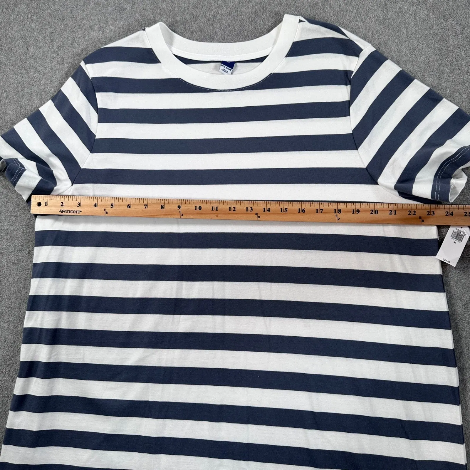 Old Navy Crew Neck Striped T-Shirt Dress Women's X-Large Gray/White Short Sleeve - Image 7