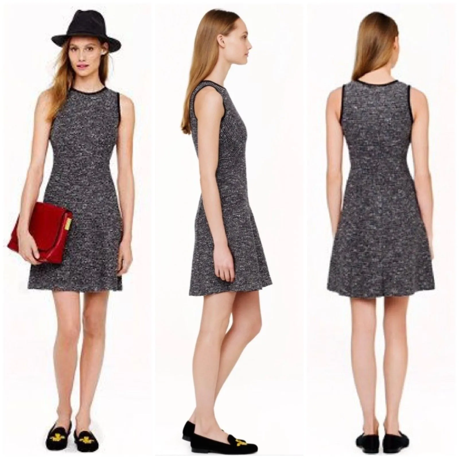 J. Crew Sleeveless Tweed Flare Dress - Image 3