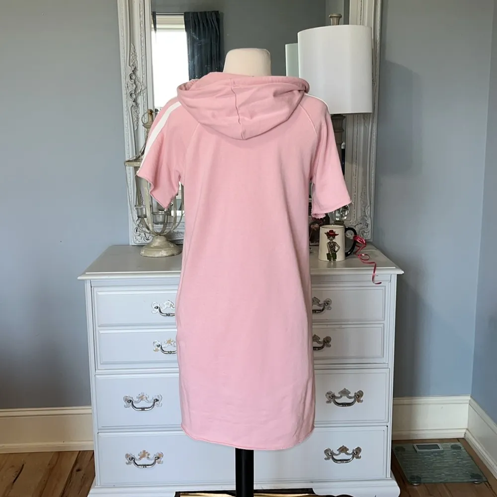 Pink Knit Hooded Dress Comfy Knee Length True Craft Cotton Summer - Image 3