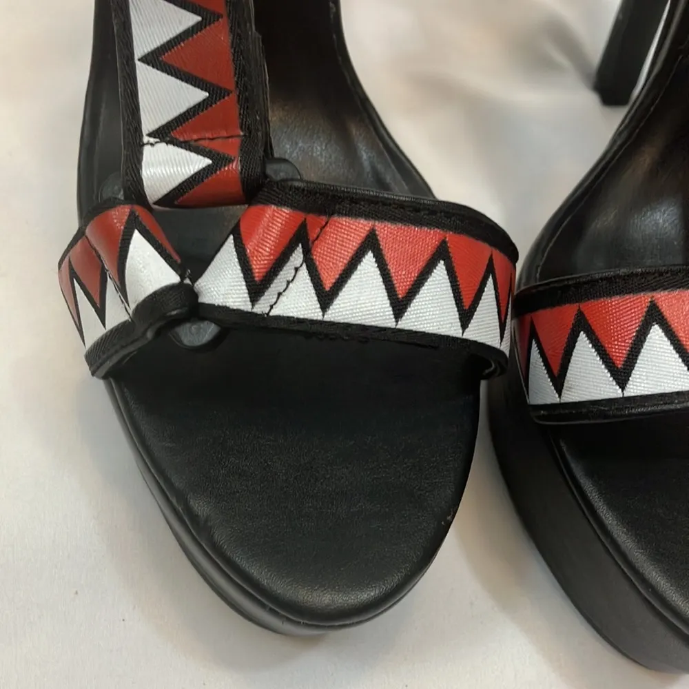 Nasty Gal black, red, and white leather 6” heels - Image 5