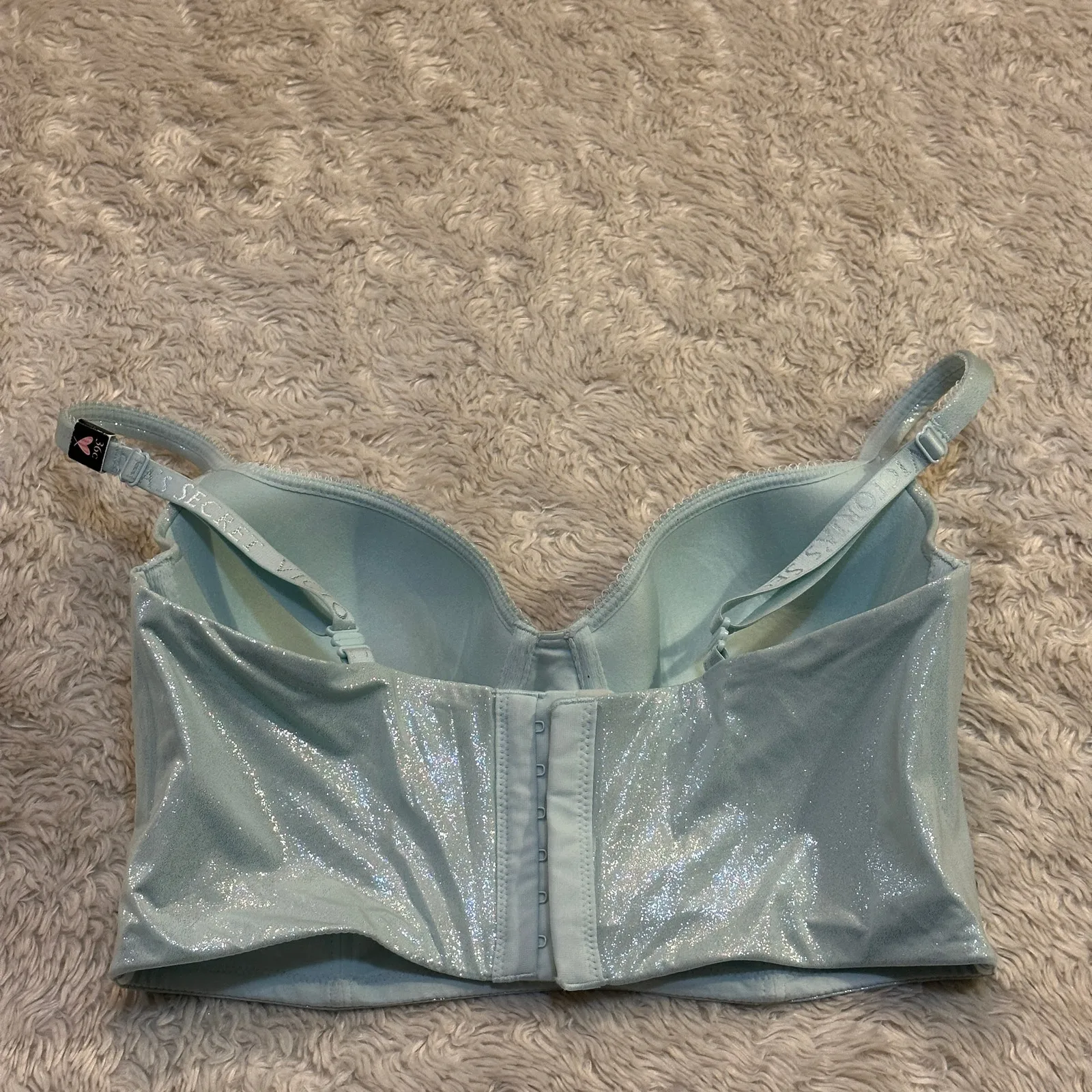 NWT Victoria's Secret 36C Body Lined Demi Glissenette Shimmer Aqua Bra - Image 4