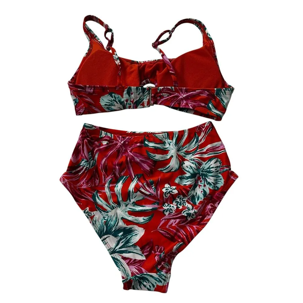 Adore Me Orange Tropical 2-Piece Swimwear Bottom XS Top Small NWOT | 51-37 - Image 2