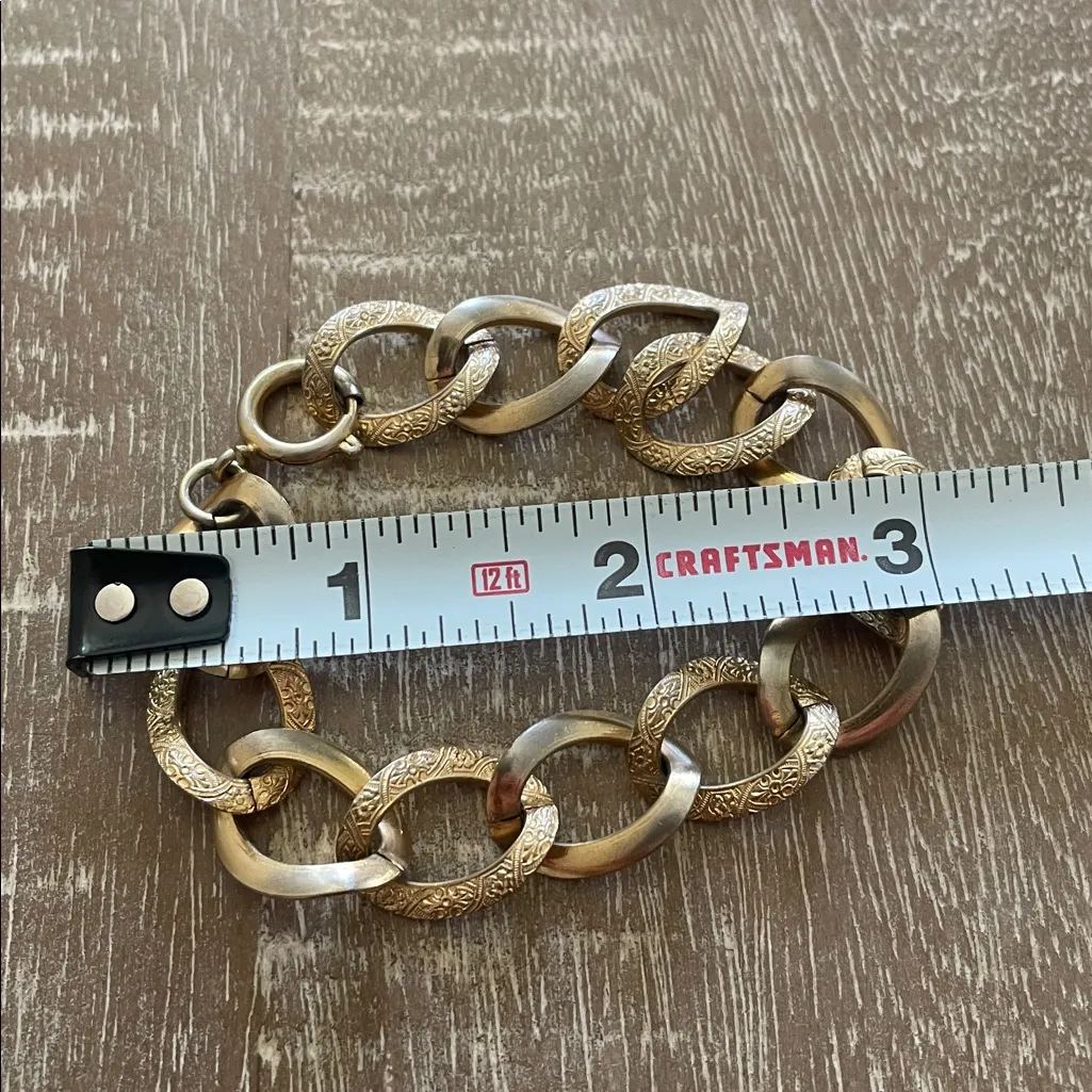 Vintage Chunky Gold Tone Chain Link Bracelet - Image 5