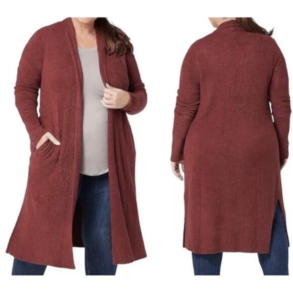 Barefoot Dreams Cozy Chic Lite Catalina Long Cardigan RoseWood - Image 2