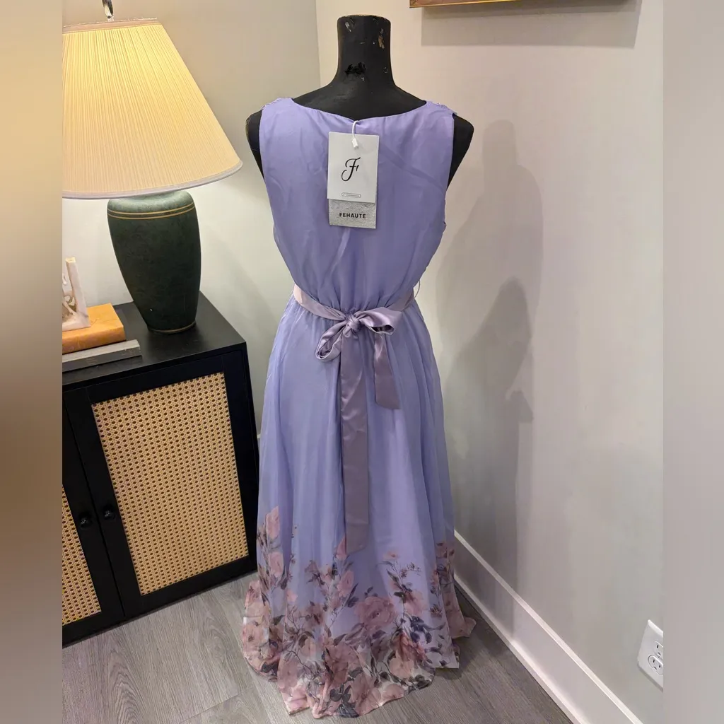 NWT FEHAUTE Lilac Purple Ethereal Floral Gown Sz 4 Fairycore Wedding Bridesmaid - Image 4