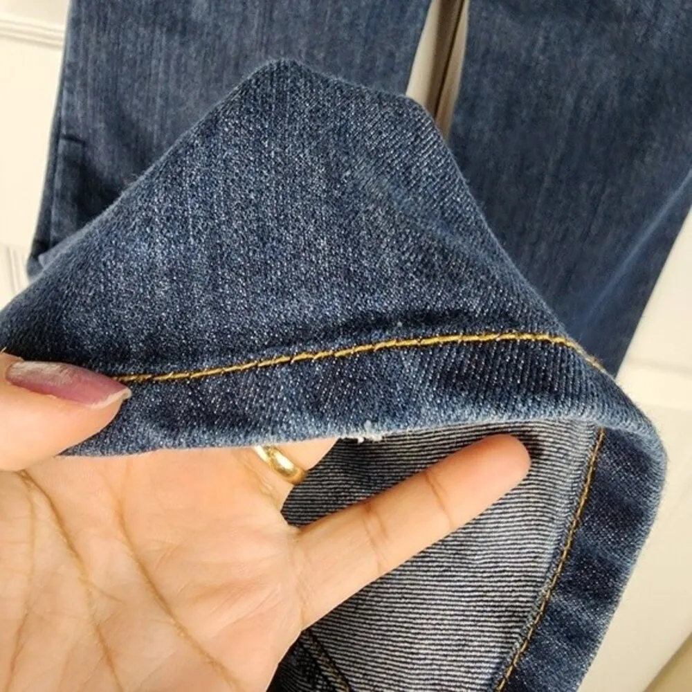 Michael Kors Jeans Flared Legs Dark Wash Denim Mid Rise Cotton Blend Stretch 8 Blue - Image 11