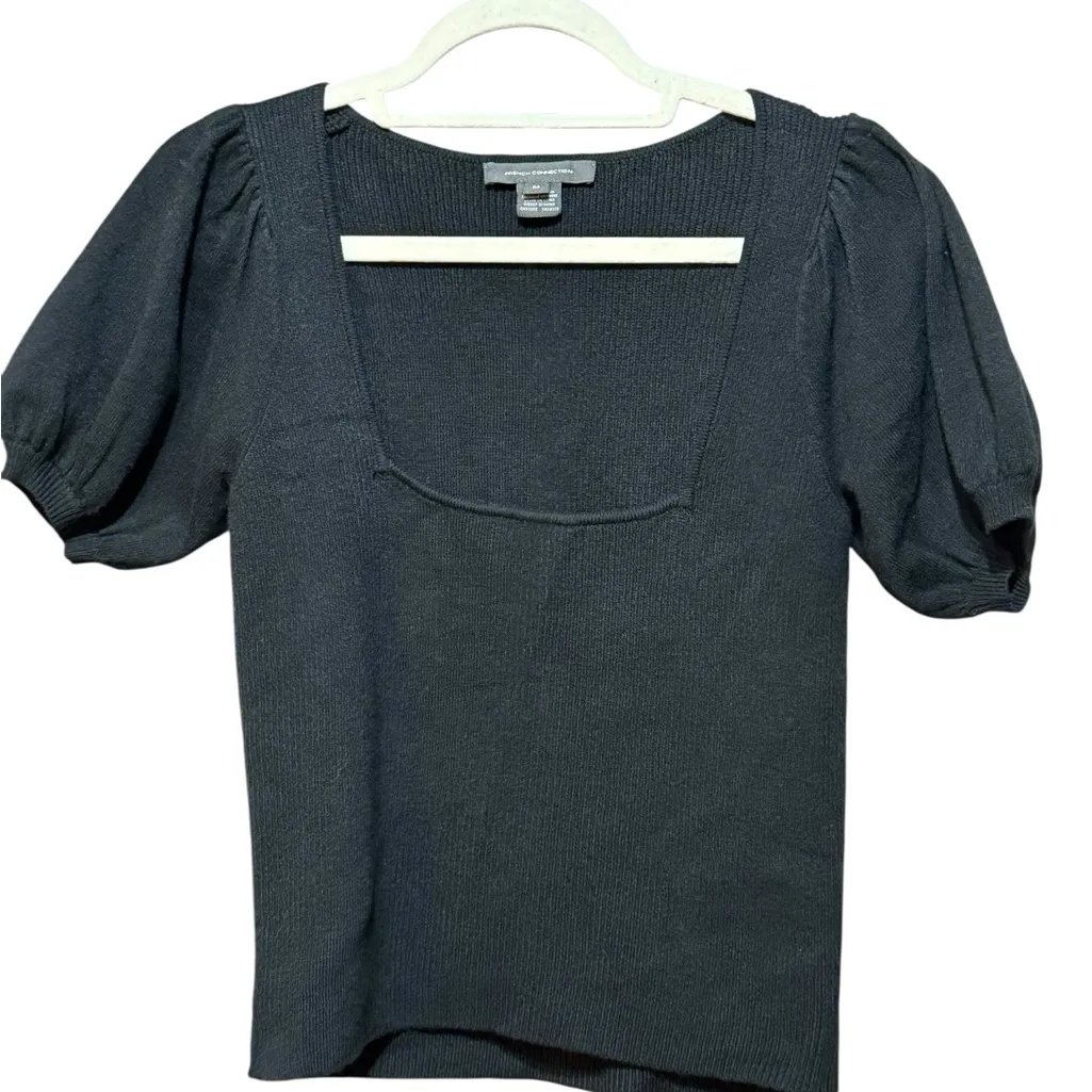 French Connection Women's Jaida Babysoft Square-Neck Sweater Black Sz M - Image 8