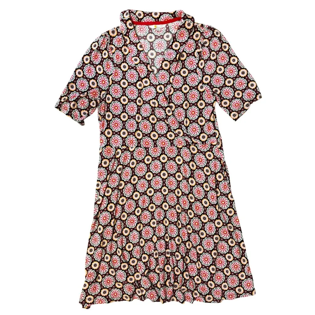 Boden 12R 16R UK Fixed Wrap Dress Stretch Jersey Opulent Daisy Black Floral Pink - Image 3