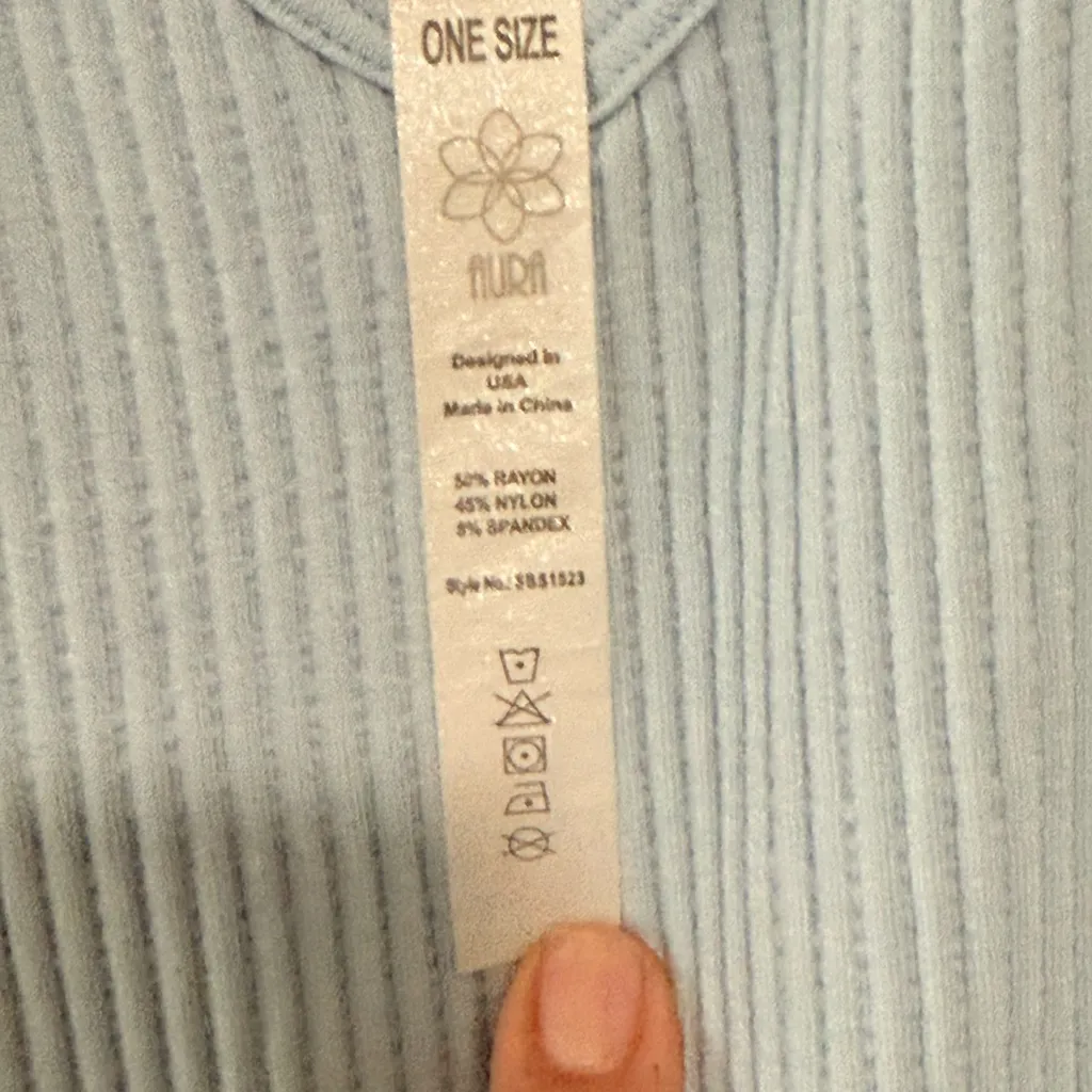 Aura Light Blue Ribbed Bodysuit - Image 2