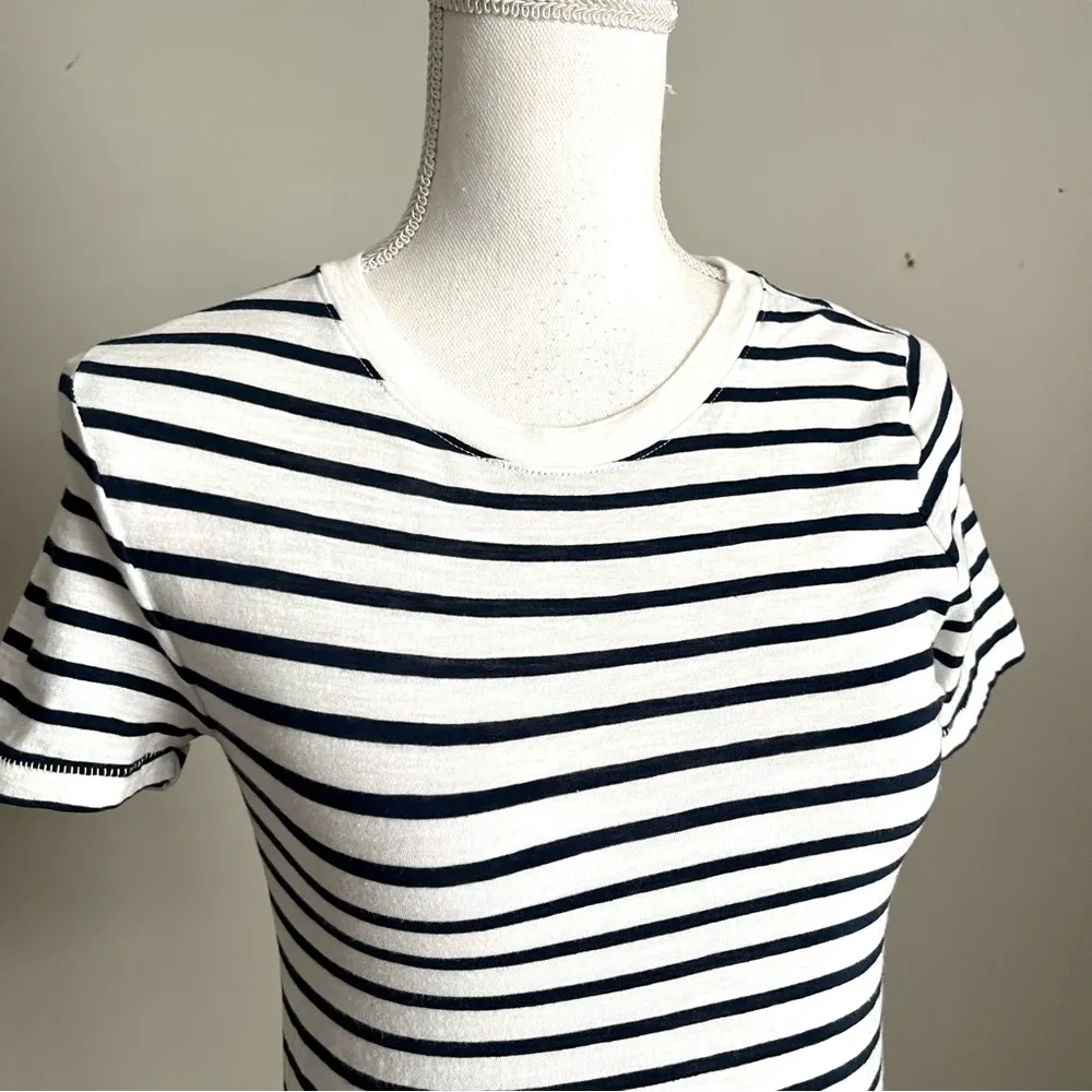 J. CREW | Navy Blue & White Striped Vintage Cotton T-shirt Sz XXS - Image 3