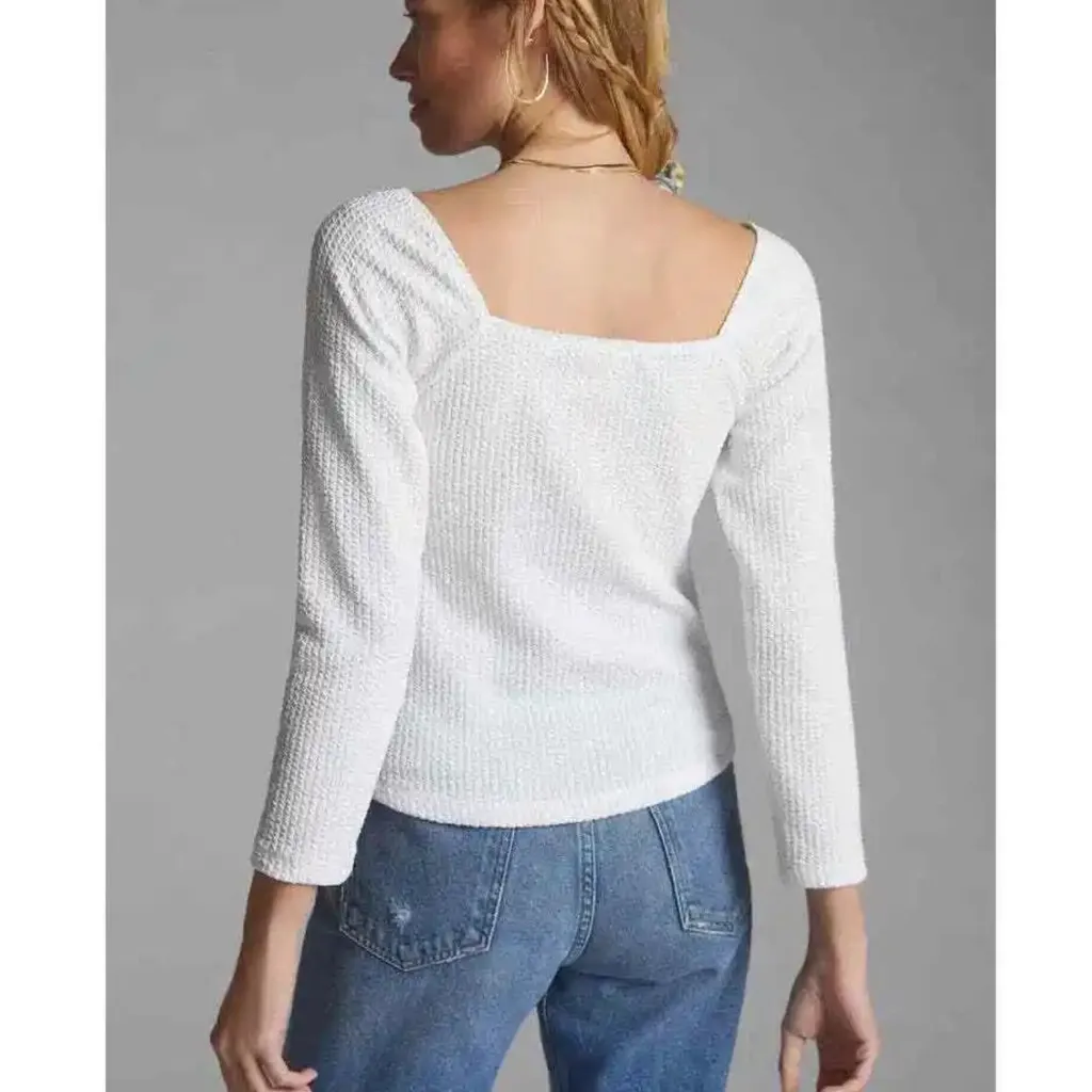 Maeve Anthropologie Sweetheart Neck Top 3/4 Sleeve Size XS - Image 4