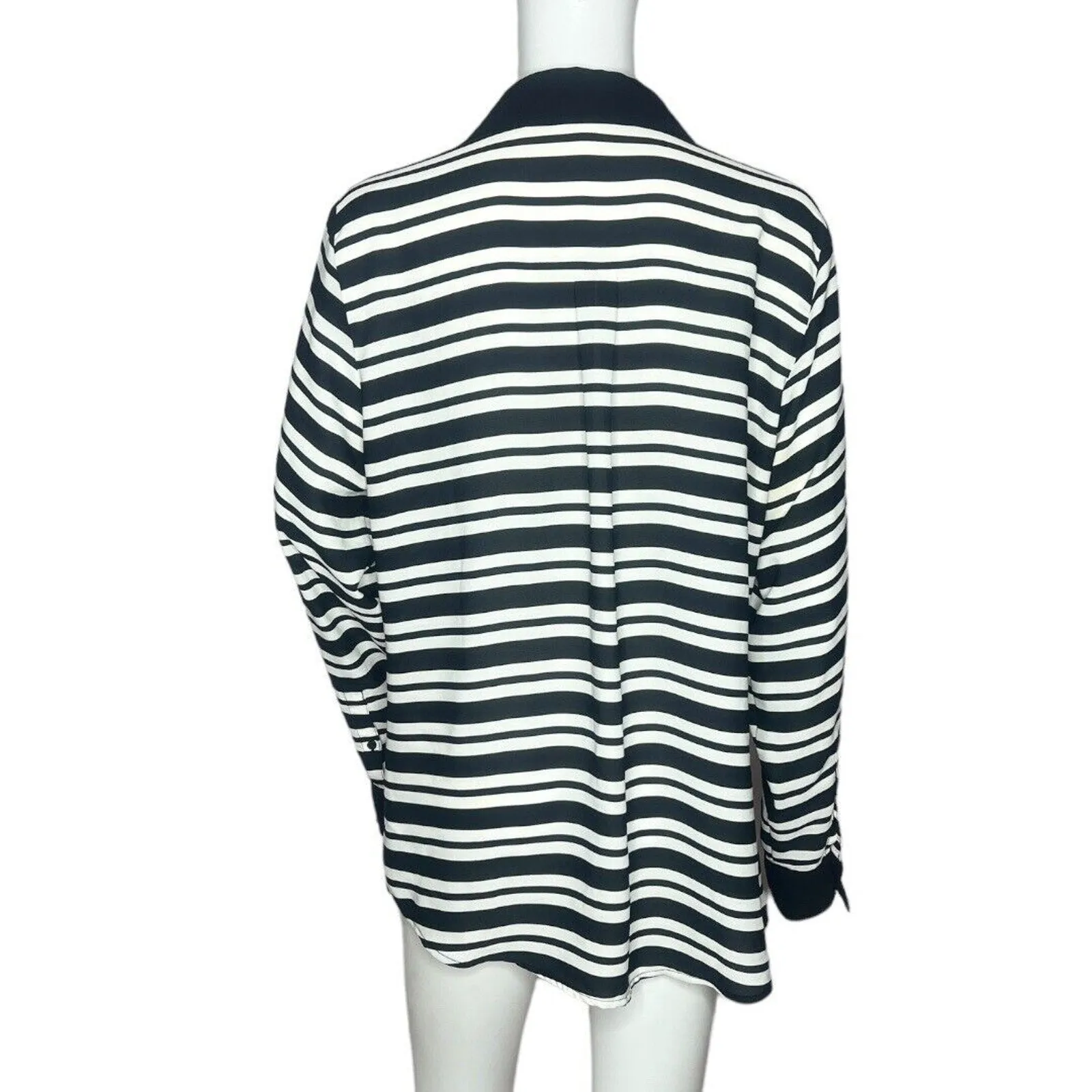 Express Shirt Womens Large Black White‎ Striped Portofino Career Professional - Image 4