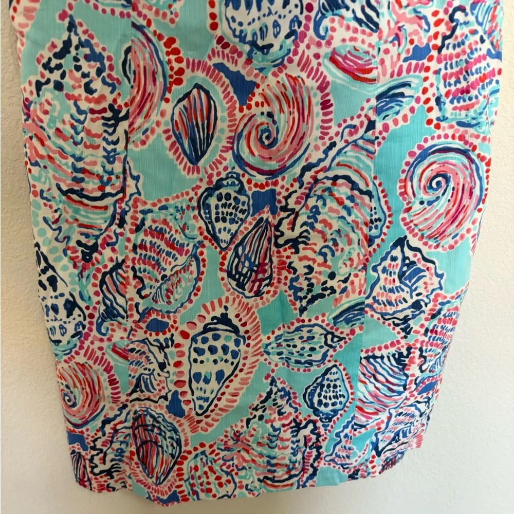 Lilly Pulitzer Gabby Shell Me About It Shift Dress Size 10 Turquoise Blue Coral - Image 4