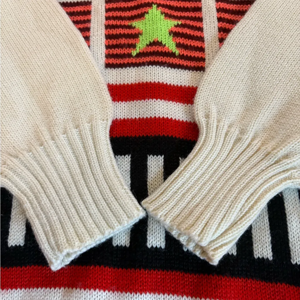 Head Sportswear Vintage 80s Colorblock Stars Sweater Wool Blend Womens Large XL - Image 5