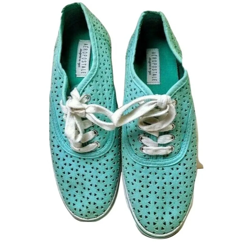 Aeropostale Women's Size 7 Mint Green Canvas Casual Sneakers/Shoes D200 - Image 4