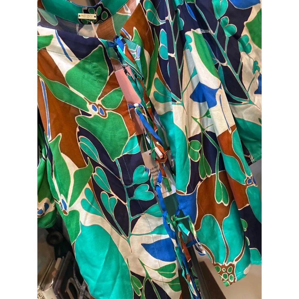 CULT GAIA Aurel Lace Up Floral Top Botanic Aqua Womens Size Medium - Image 8