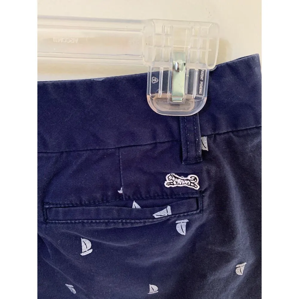 Le Tigre Womens Size 8 Chino Shorts Navy Blue Mid Rise Sailboats Nautical - Image 4