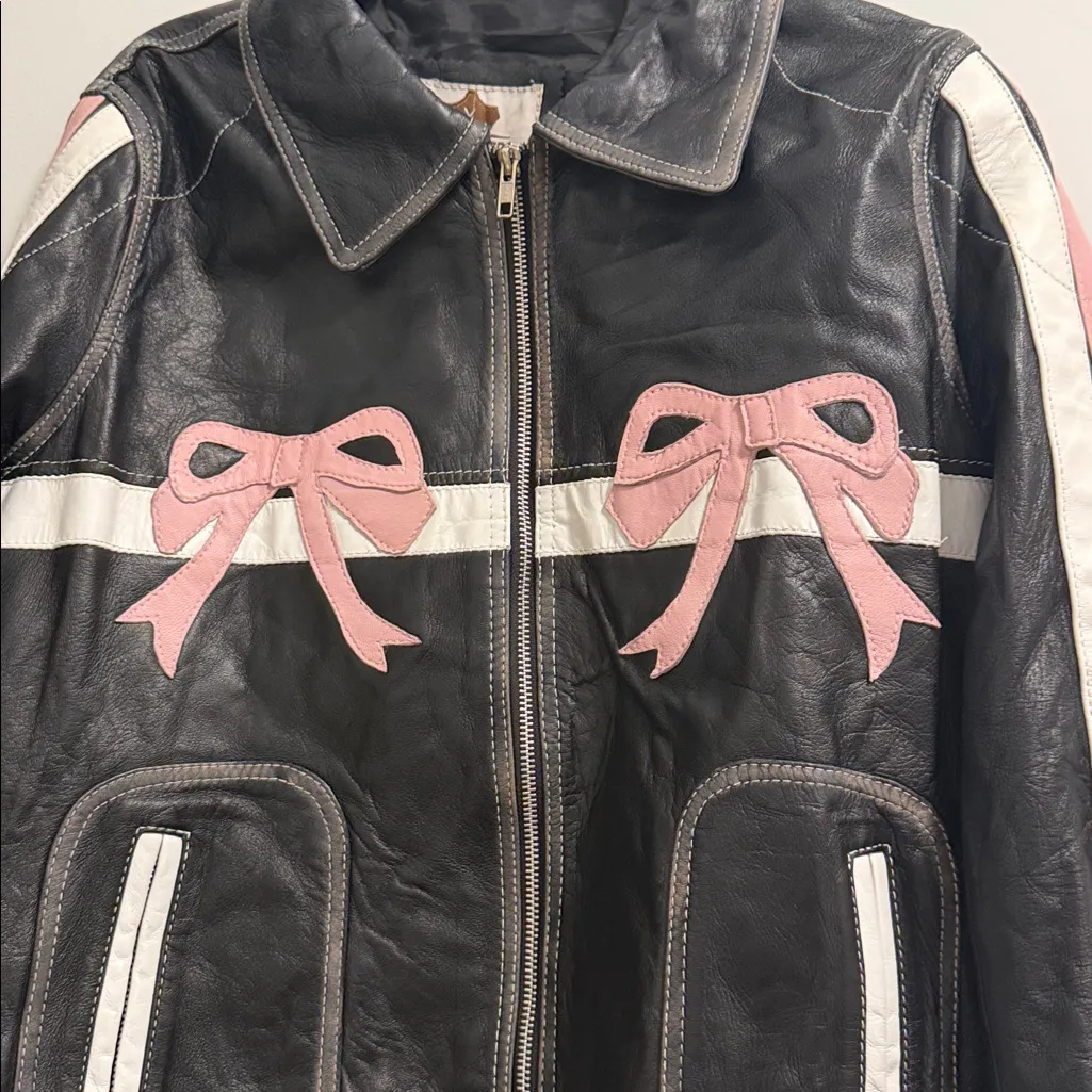 Uni Leather Genuine Leather Diddi Moda Ribbon Leather Jacket Black Size XL - Image 4