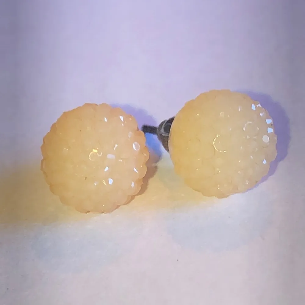 Peach Dainty Ball Stud Boho Pierced Earrings - Image 2