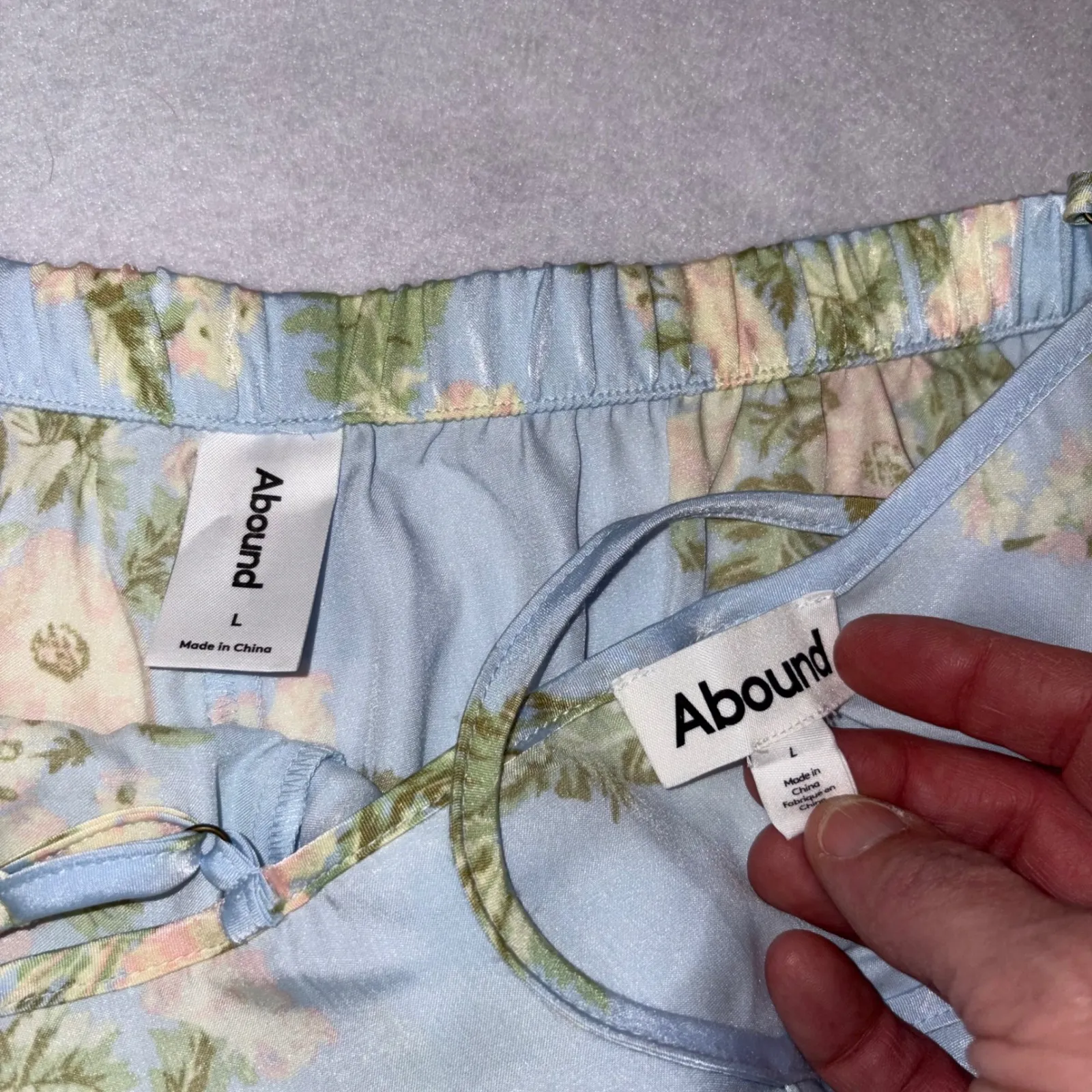 Abound Blue Floral Cami‎ Top and Shorts Pajama Set Womens L Sleepwear Loungewear - Image 5