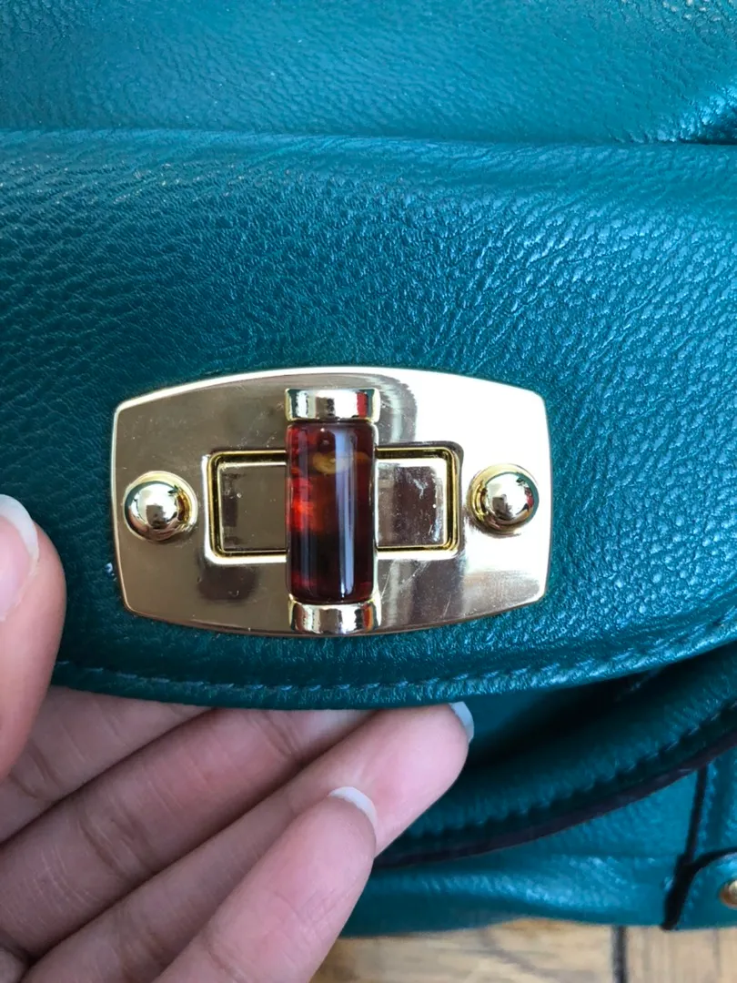 Leather Crossbody Purse Green - Image 3