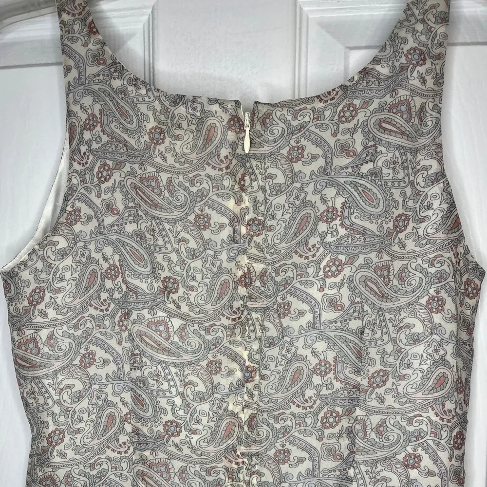 Merona Vintage 90s Style 100% Silk Paisley Sheath Dress - Image 8