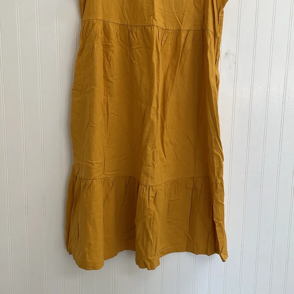 CROFT & BARROW Linen Tiered Sleeveless Swing Sundress Boho Dress Yellow Size M - Image 9